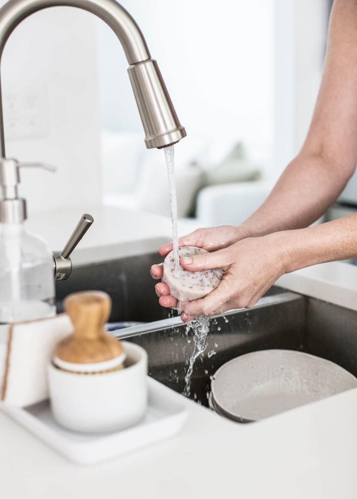 Sunday dishwashing in kitchen