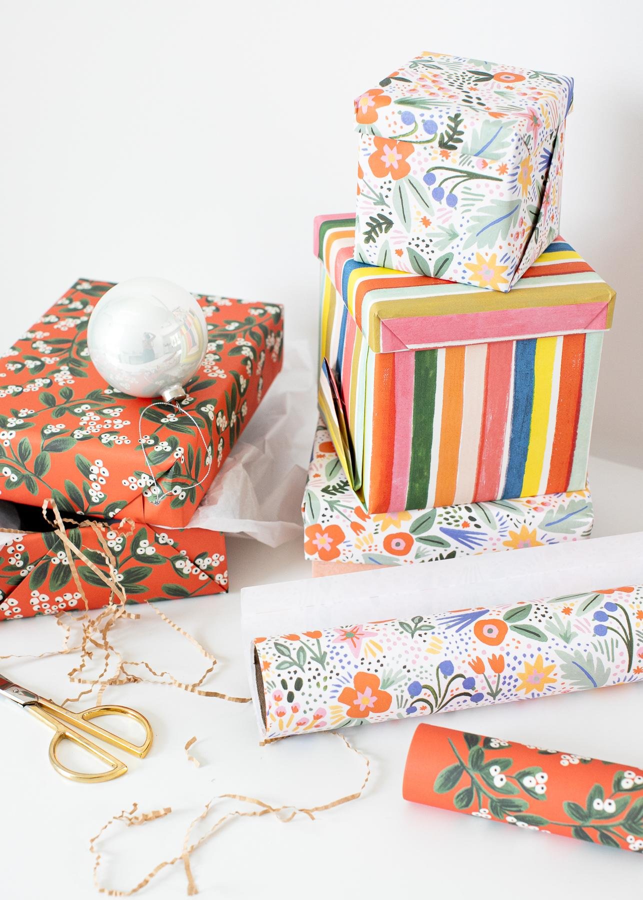 dog mom gifts wrapped in fun and colorful paper