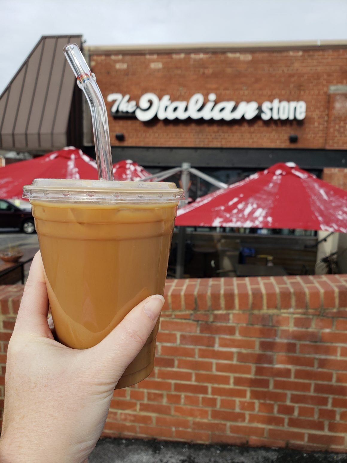 iced oat milk latte from The Italian Store Westover in Arlington, VA