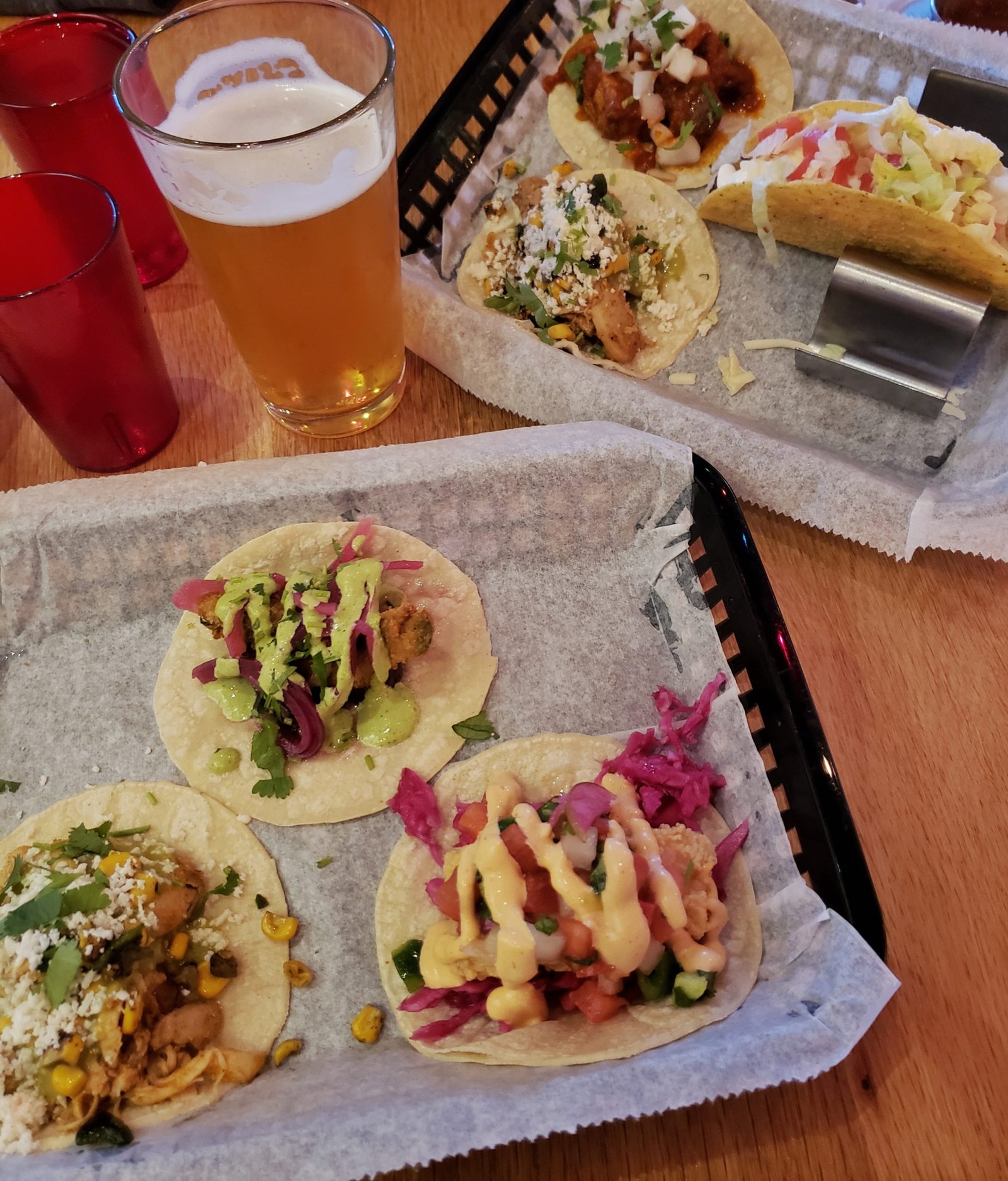 tacos and a draft beer at Taquerio in Mystic, CT