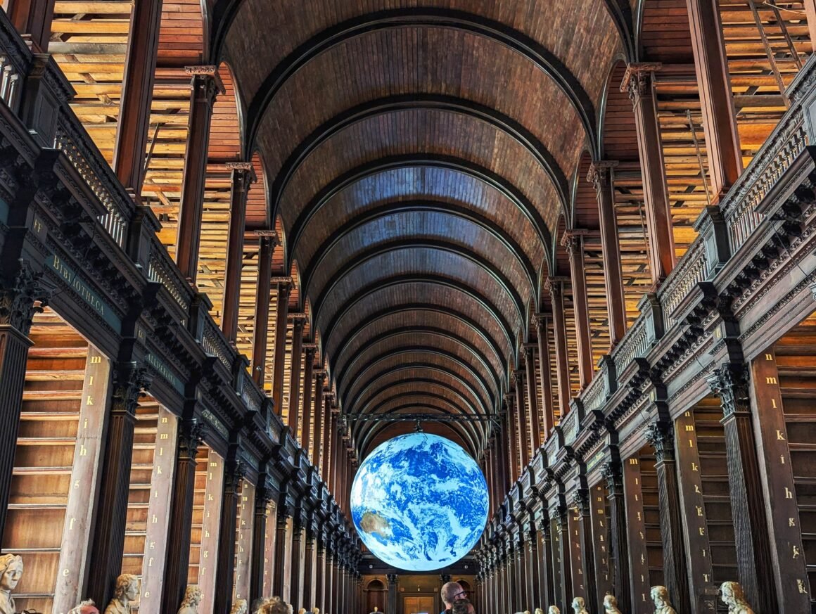 Gaia inside the Long Room of the Old Library at Trinity College in Dublin, Ireland