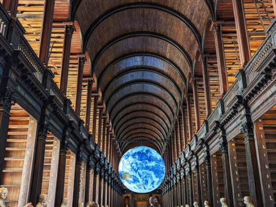 Gaia inside the Long Room of the Old Library at Trinity College in Dublin, Ireland